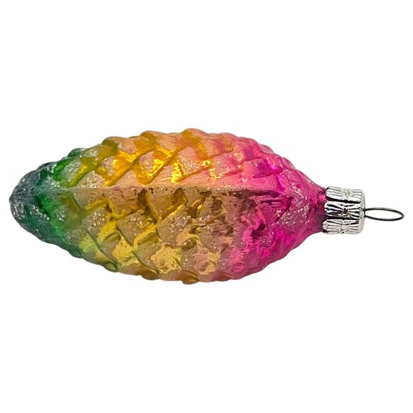 Vtg Czechoslovakian Blown Glass Pinecone Christmas Ornament Gradient 3.5" Czech - Picture 3 of 7